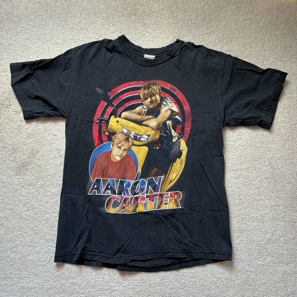 Vintage 2002 Aaron Carter concert tour shirt unisex men’s size XL RIP rap tee